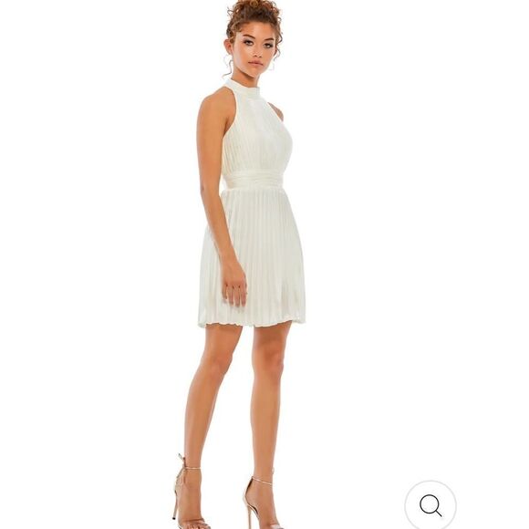 Ieena For Mac Duggal Pleated Halter Neck Mini Dress White Size 0 - Picture 1 of 9